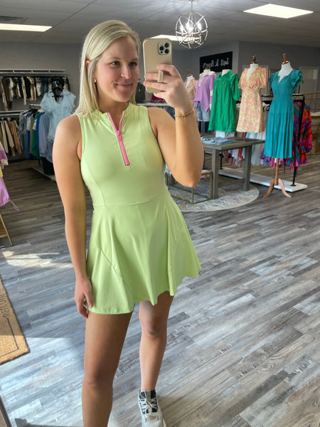 Active Half Zip Dress - Lime