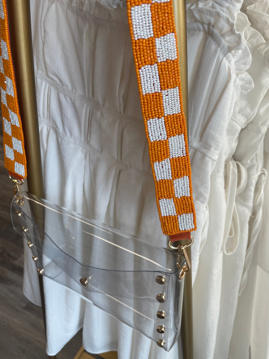 Star Of The Team Beaded Purse Strap, White Orange – Chic Soul