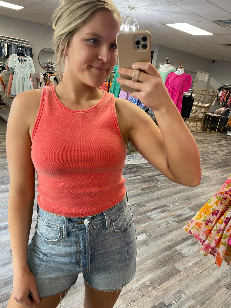 Washed Rib Tank Red Salt & Pepper Boutique