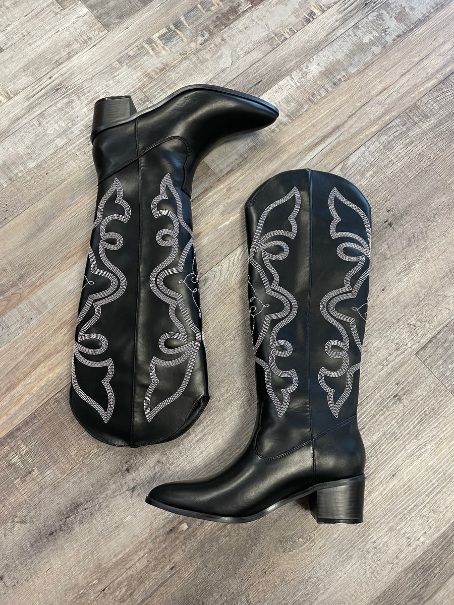 Tall Cowboy Boot Black Salt & Pepper Boutique