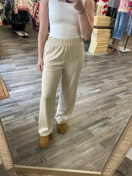 Wide Leg Lounge Pants - Cream