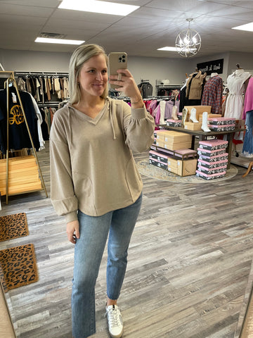 Thermal Hoodie Top - Mocha