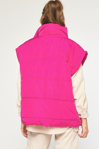 Oversized Puffer Vest - Pink