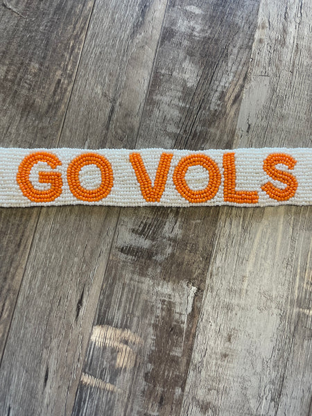 Go Vols Beaded Purse Strap - White