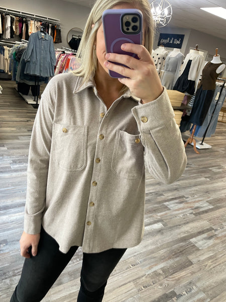 Soft Knit Shacket - Taupe