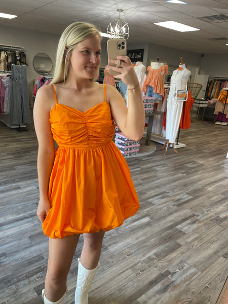 Balloon Skirt Dress - Tangerine