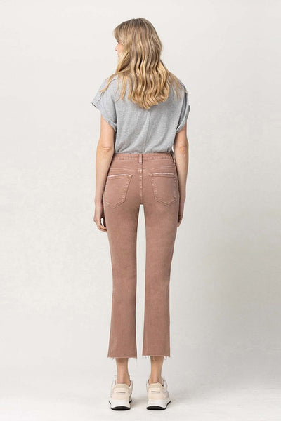Mid Rise Stretch Straight Jean - Brown