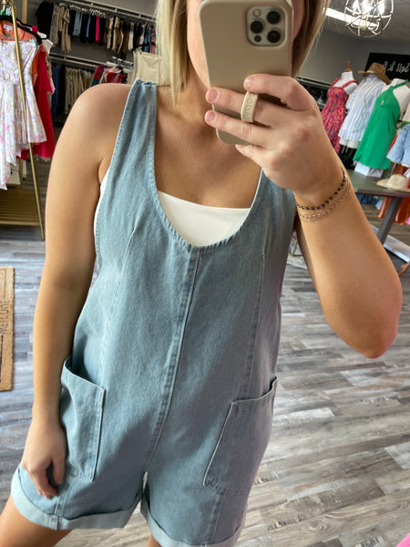 Relaxed Fit Denim Overall - Light Wash