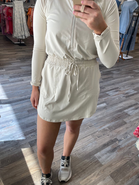 Long Sleeve Hooded Romper - White Pearl