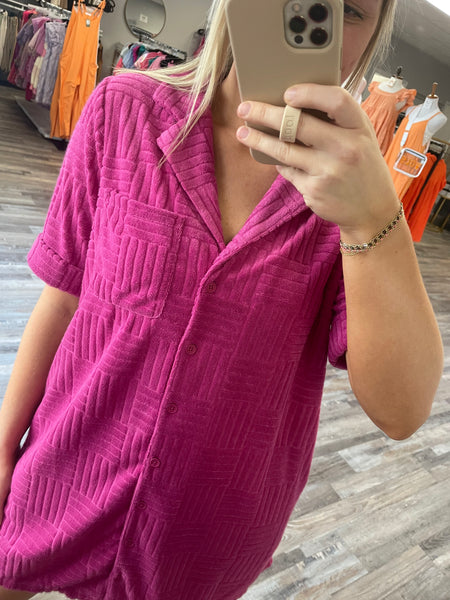 Textured Knit Dress - Pink