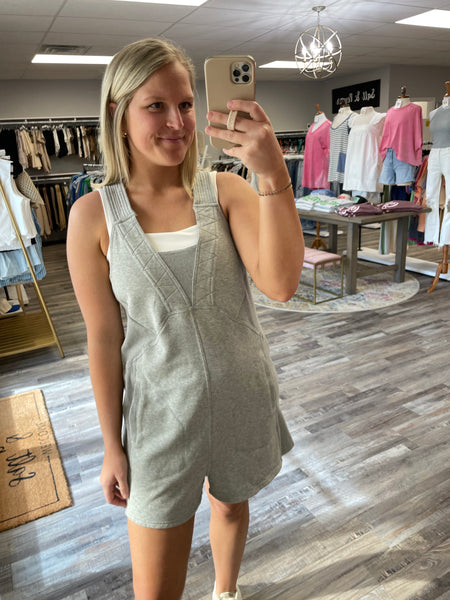 V-Neck Romper - Heather Grey