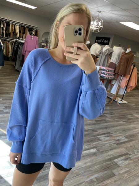 French Terry Pullover - Cornflower Blue
