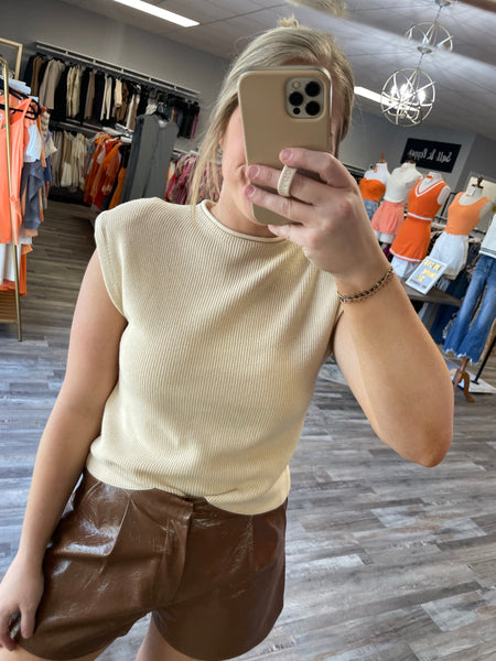 Muscle Sleeve Top - Cream