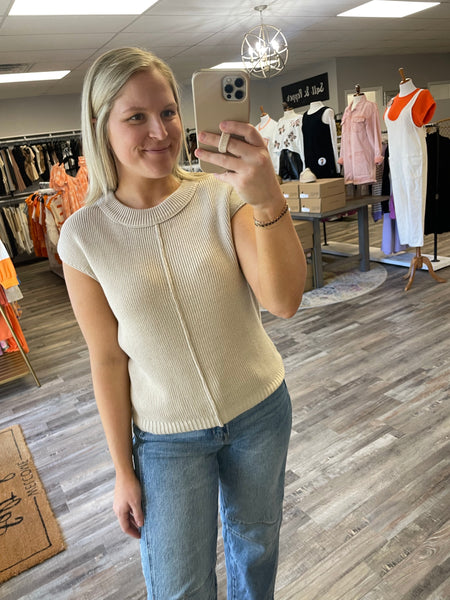 Sleeveless Knit Sweater - Oatmeal