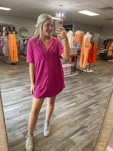 Textured Knit Dress - Pink