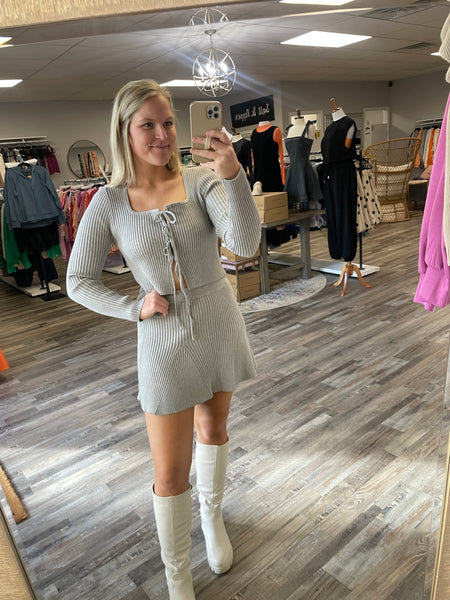 Sweater Mini Skirt - Grey