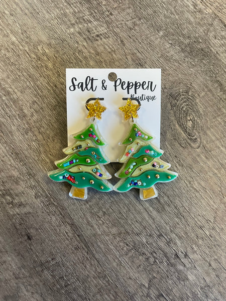 Decorated Christmas Tree Earring