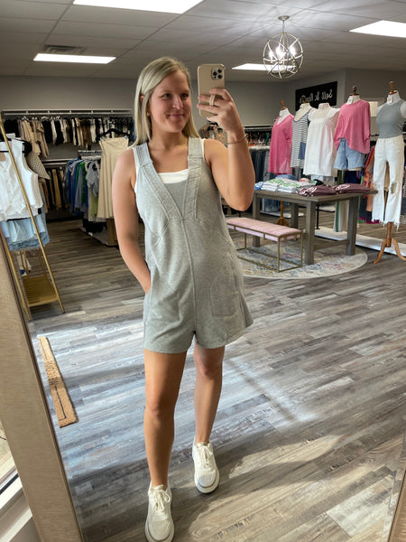 V-Neck Romper - Heather Grey