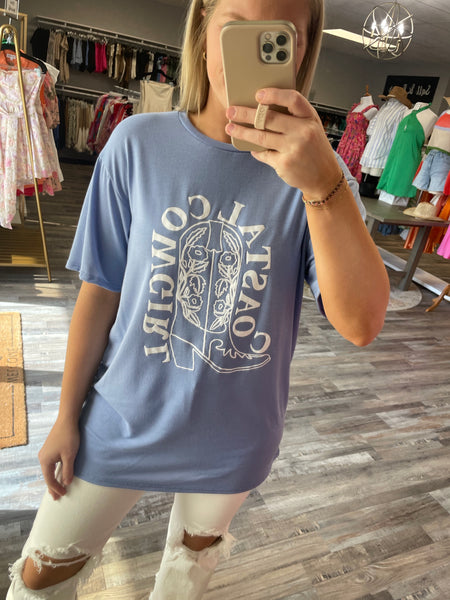 Coastal Cowgirl Graphic Tee - Light Blue