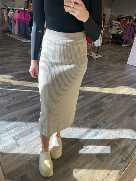 Ribbed Sweater Skirt - Champagne