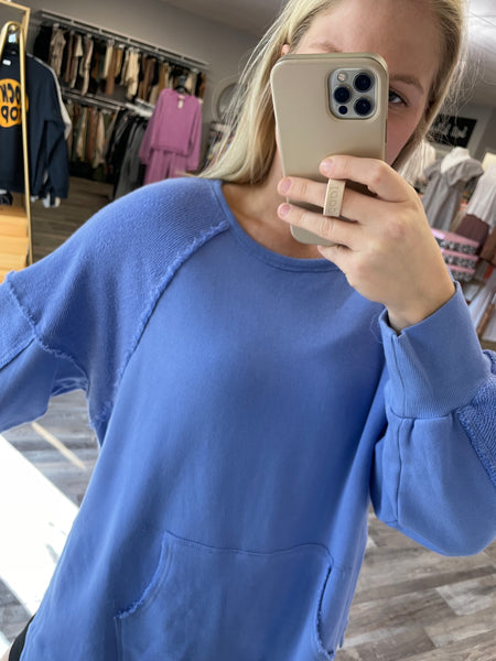 French Terry Pullover - Cornflower Blue