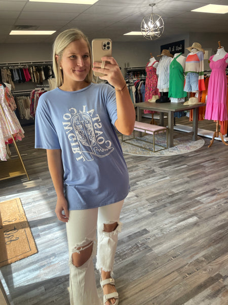 Coastal Cowgirl Graphic Tee - Light Blue