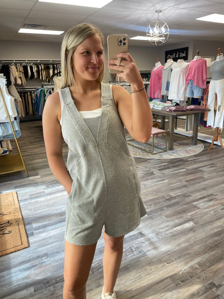 V-Neck Romper - Heather Grey