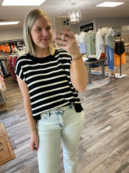 Striped Knit Top - Black