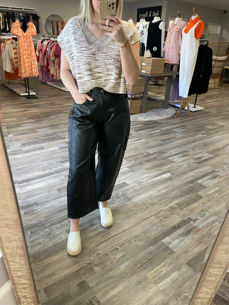 Leather Barrel Pants - Black