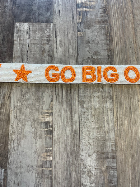 Go Big Orange Beaded Purse Strap - White