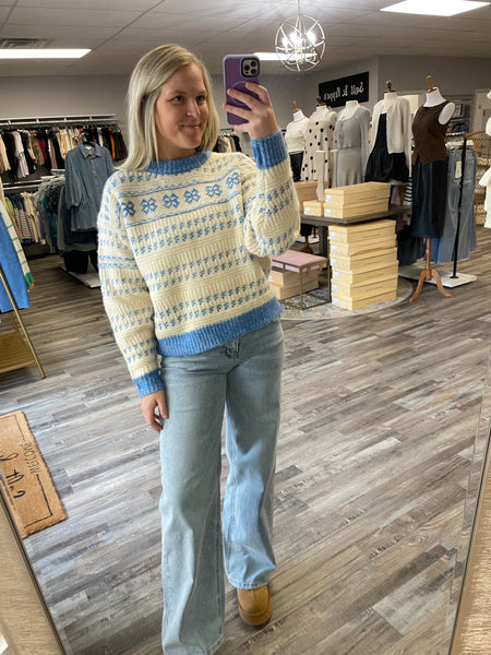 Patterned Ski Sweater - Blue