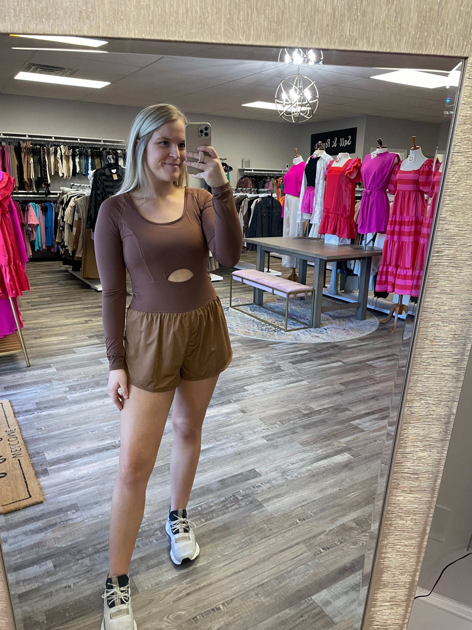 Long Sleeve Active Romper - Chocolate