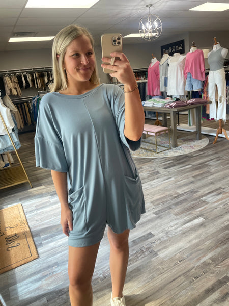 Tee Jersey Romper - Denim Blue