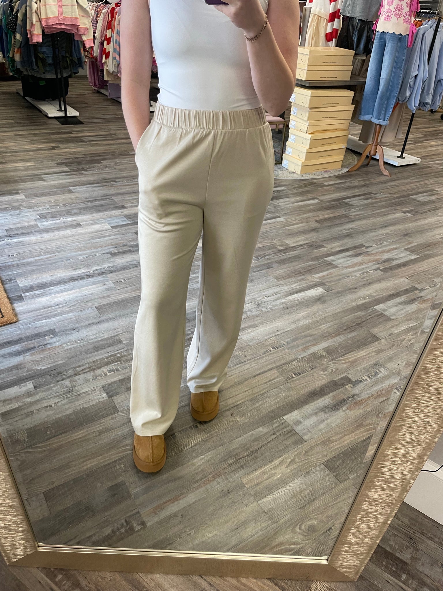 Wide Leg Lounge Pants - Cream