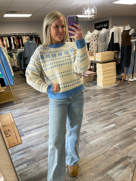 Patterned Ski Sweater - Blue