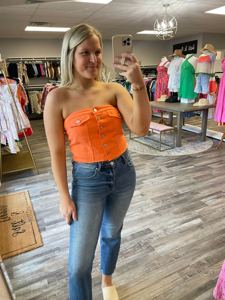 Denim Corset Top - Orange