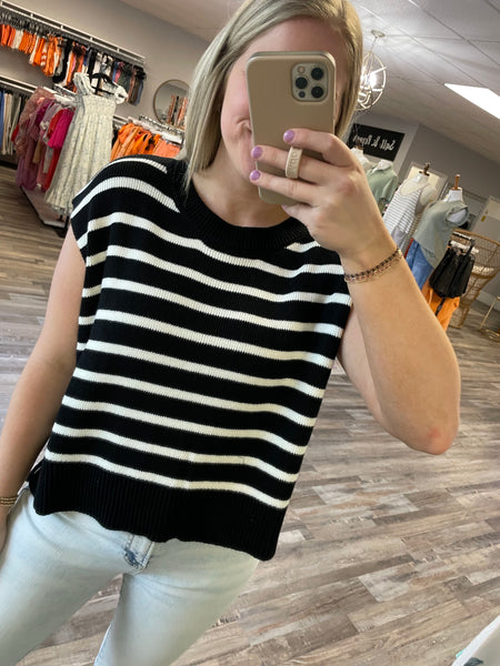 Striped Knit Top - Black