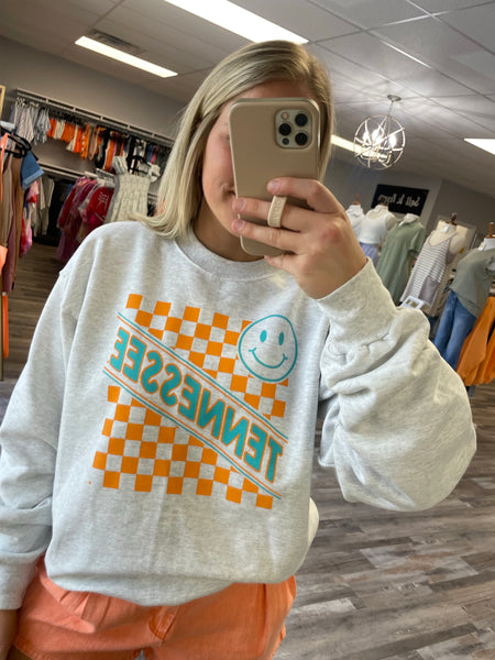 TN Checkerboard Smile Sweatshirt - Grey