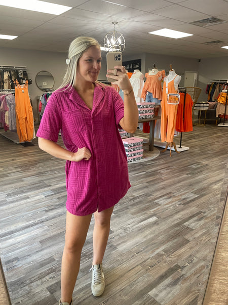 Textured Knit Dress - Pink