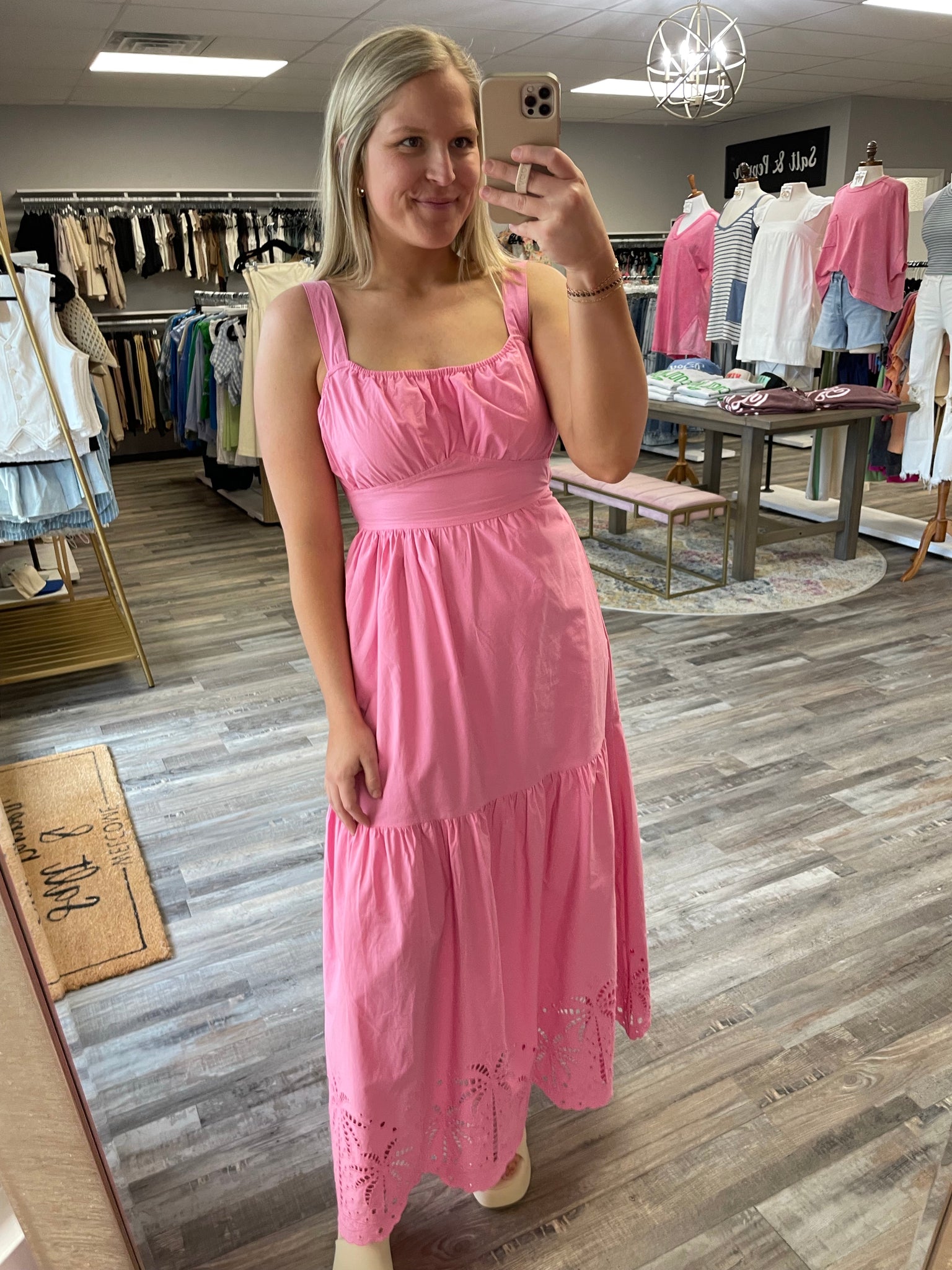 Back Tie Midi Dress - Pink