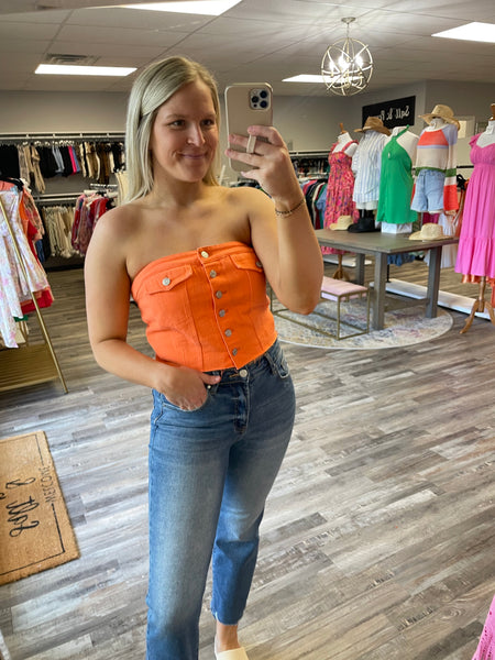 Denim Corset Top - Orange