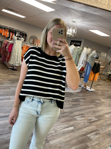 Striped Knit Top - Black