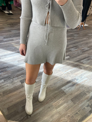 Sweater Mini Skirt - Grey