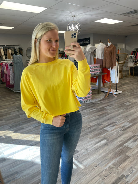 Raglan Cropped Crew Pullover - Banana