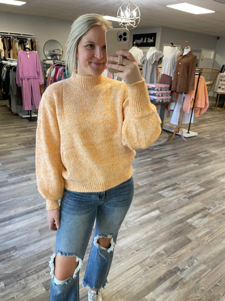 Marled Pullover Sweater - Orange