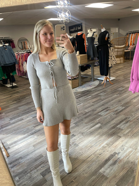 Sweater Mini Skirt - Grey