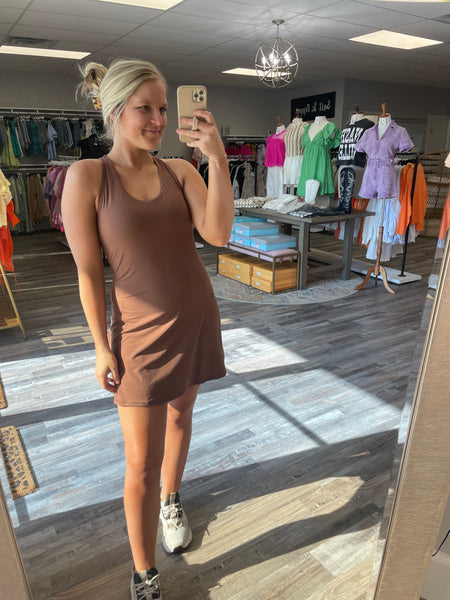Active Dress with Shorts - Chocolate
