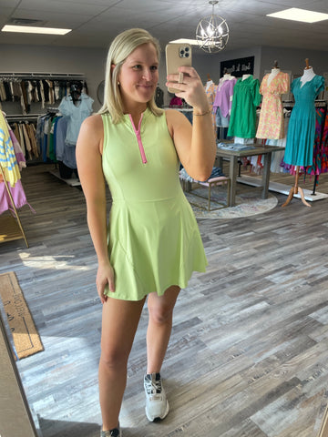 Active Half Zip Dress - Lime