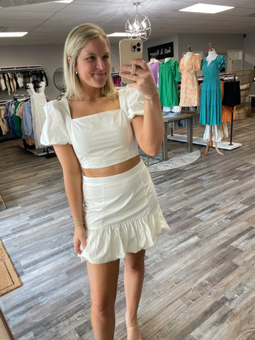 Ruffle Hem Skirt - White