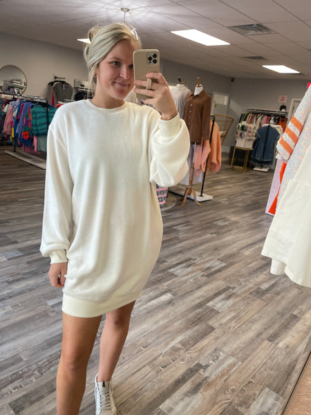 Sweatshirt Mini Dress - Cream